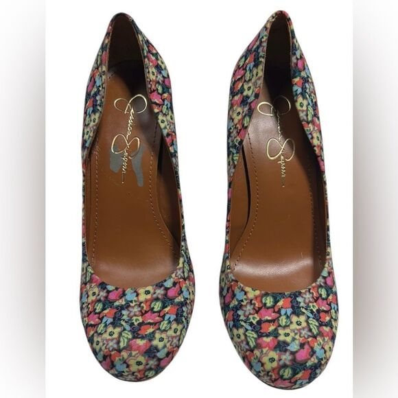 Jessica Simpson Floral Pumps Closed Toe High Heels Stilettos with Flowers Cute - Picture 2 of 9